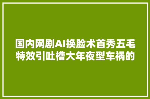 国内网剧AI换脸术首秀五毛特效引吐槽大年夜型车祸的锅谁来背