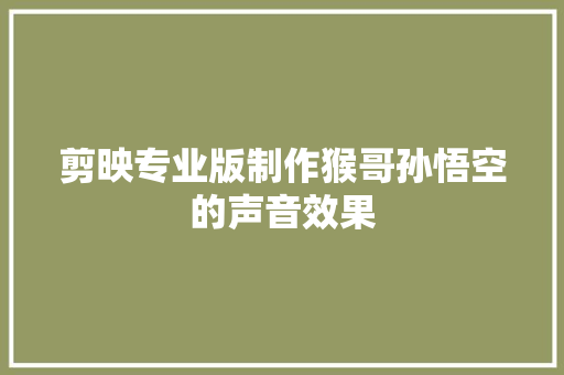 剪映专业版制作猴哥孙悟空的声音效果