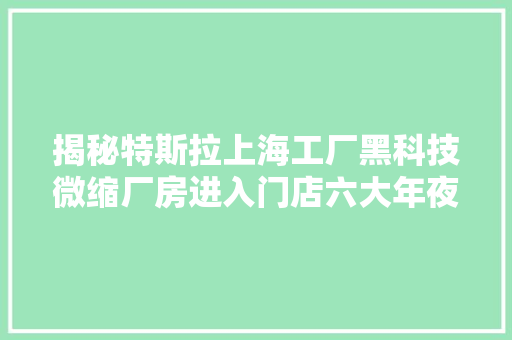 揭秘特斯拉上海工厂黑科技微缩厂房进入门店六大年夜工艺完整展示