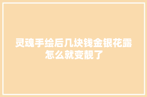 灵魂手绘后几块钱金银花露怎么就变靓了