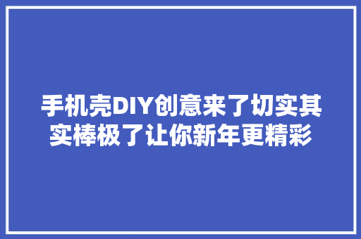 手机壳DIY创意来了切实其实棒极了让你新年更精彩