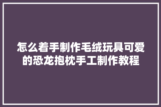 怎么着手制作毛绒玩具可爱的恐龙抱枕手工制作教程