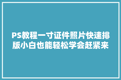 PS教程一寸证件照片快速排版小白也能轻松学会赶紧来试试吧