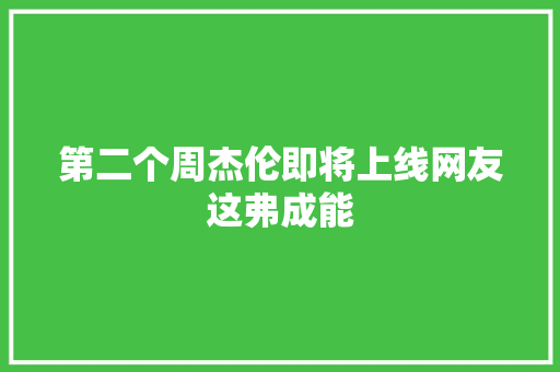 第二个周杰伦即将上线网友这弗成能