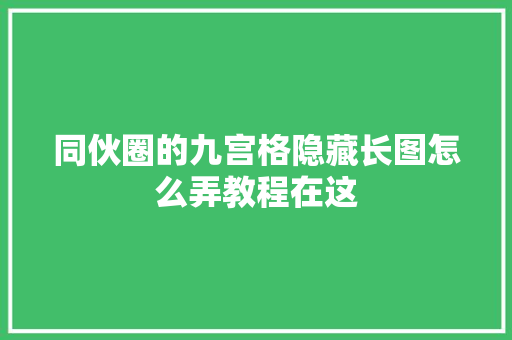 同伙圈的九宫格隐藏长图怎么弄教程在这