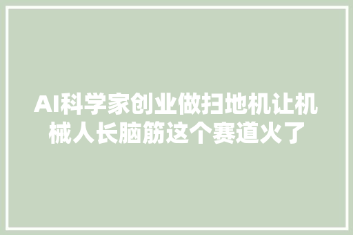 AI科学家创业做扫地机让机械人长脑筋这个赛道火了