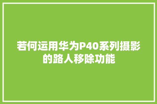 若何运用华为P40系列摄影的路人移除功能