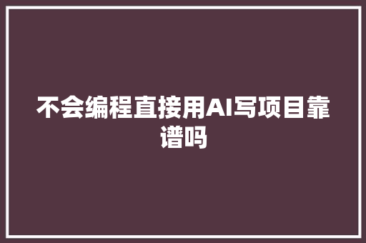 不会编程直接用AI写项目靠谱吗