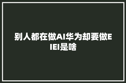 别人都在做AI华为却要做EIEI是啥