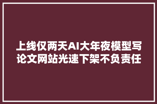 上线仅两天AI大年夜模型写论文网站光速下架不负责任的胡编乱造