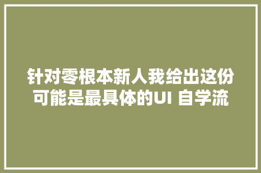 针对零根本新人我给出这份可能是最具体的UI 自学流程总结