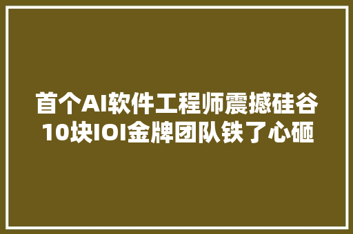 首个AI软件工程师震撼硅谷10块IOI金牌团队铁了心砸轨范员饭碗