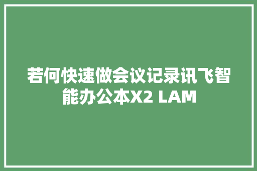 若何快速做会议记录讯飞智能办公本X2 LAM