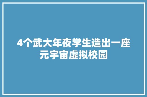 4个武大年夜学生造出一座元宇宙虚拟校园