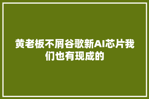 黄老板不屑谷歌新AI芯片我们也有现成的