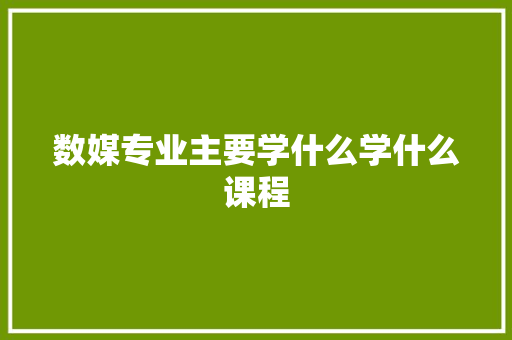 数媒专业主要学什么学什么课程