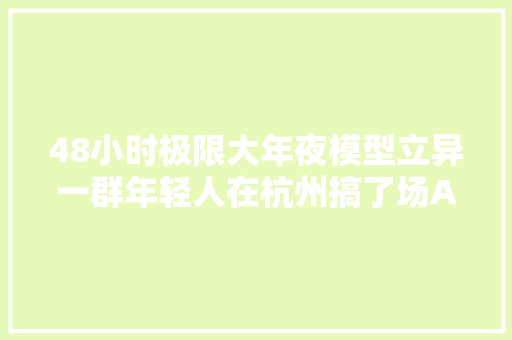 48小时极限大年夜模型立异一群年轻人在杭州搞了场AI创业实验