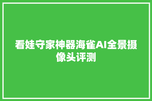 看娃守家神器海雀AI全景摄像头评测