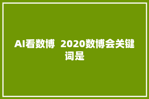 AI看数博  2020数博会关键词是