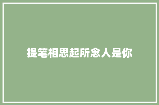 提笔相思起所念人是你