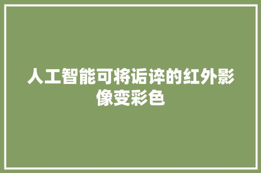 人工智能可将诟谇的红外影像变彩色