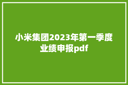 小米集团2023年第一季度业绩申报pdf