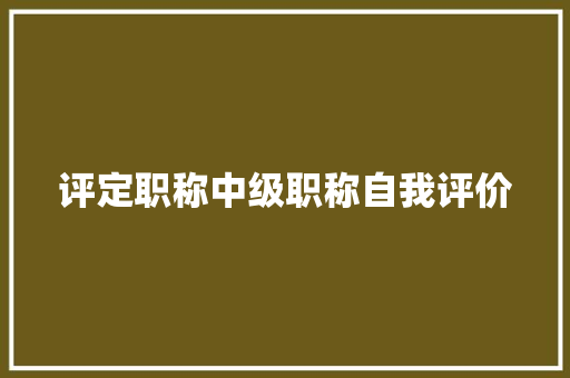 评定职称中级职称自我评价