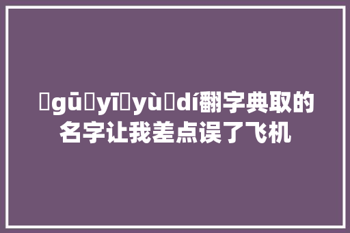 巭gū禕yī彧yù頔dí翻字典取的名字让我差点误了飞机