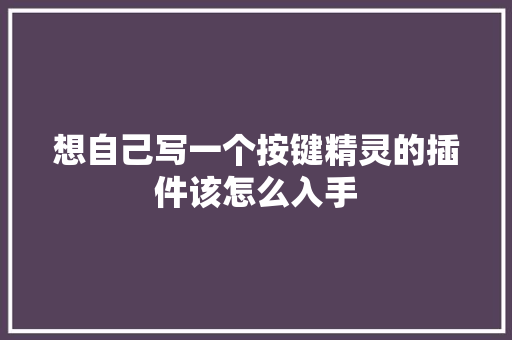 想自己写一个按键精灵的插件该怎么入手