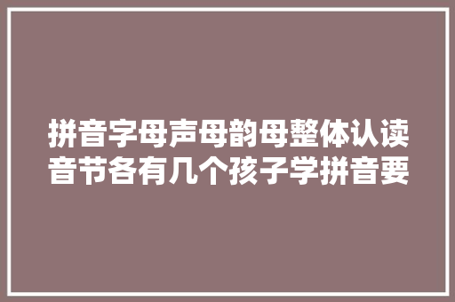 拼音字母声母韵母整体认读音节各有几个孩子学拼音要分清