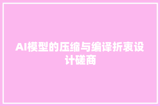 AI模型的压缩与编译折衷设计磋商