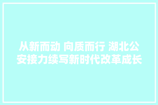 从新而动 向质而行 湖北公安接力续写新时代改革成长新画卷