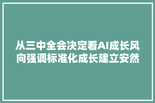 从三中全会决定看AI成长风向强调标准化成长建立安然监牵制度