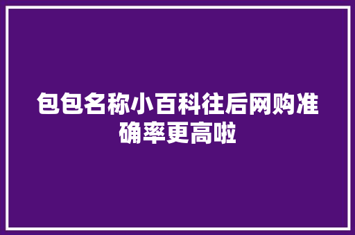 包包名称小百科往后网购准确率更高啦