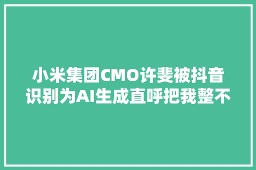 小米集团CMO许斐被抖音识别为AI生成直呼把我整不会了