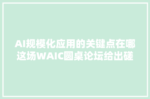 AI规模化应用的关键点在哪这场WAIC圆桌论坛给出磋商