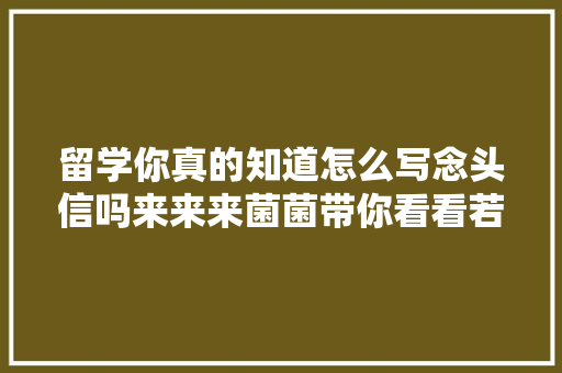 留学你真的知道怎么写念头信吗来来来菌菌带你看看若何