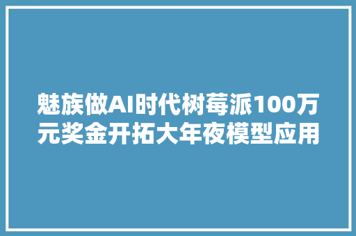 魅族做AI时代树莓派100万元奖金开拓大年夜模型应用可拿