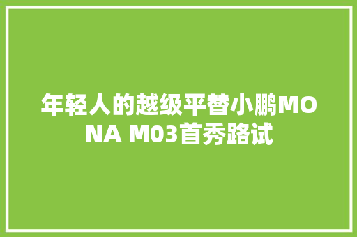 年轻人的越级平替小鹏MONA M03首秀路试