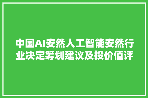 中国AI安然人工智能安然行业决定筹划建议及投价值评估申报2024年