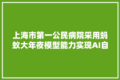 上海市第一公民病院采用蚂蚁大年夜模型能力实现AI自动生成病历