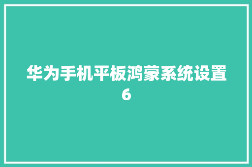 华为手机平板鸿蒙系统设置6