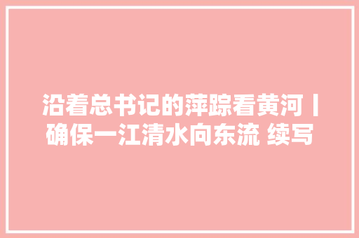 沿着总书记的萍踪看黄河丨确保一江清水向东流 续写塞上江南生态梦