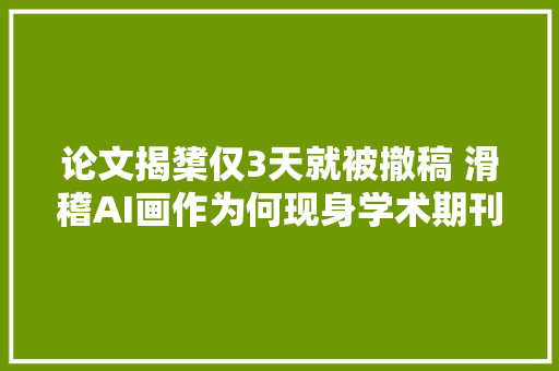 论文揭橥仅3天就被撤稿 滑稽AI画作为何现身学术期刊丨科技不雅观察