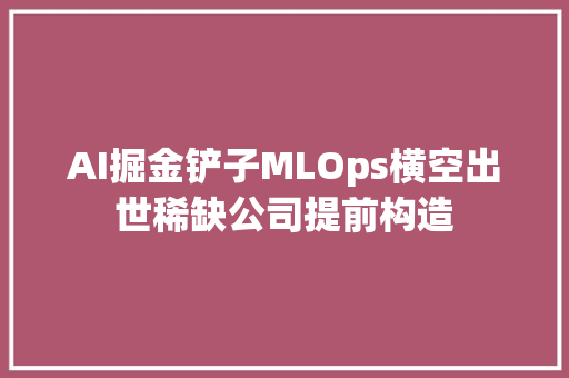 AI掘金铲子MLOps横空出世稀缺公司提前构造