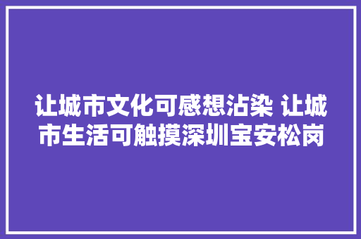 让城市文化可感想沾染 让城市生活可触摸深圳宝安松岗街道推出城市手绘地图