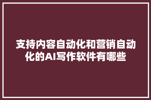 支持内容自动化和营销自动化的AI写作软件有哪些