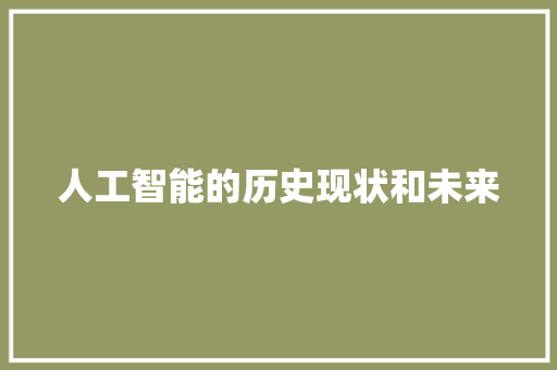 人工智能的历史现状和未来