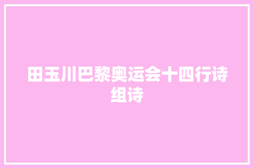 田玉川巴黎奥运会十四行诗组诗