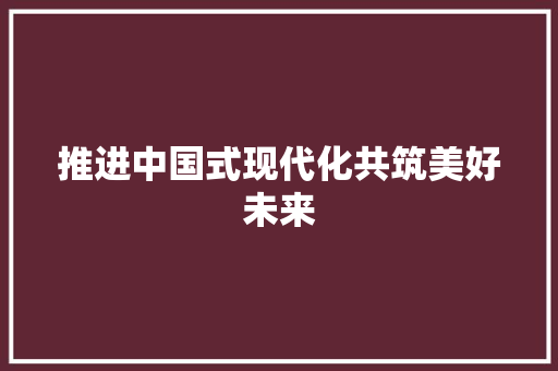 推进中国式现代化共筑美好未来